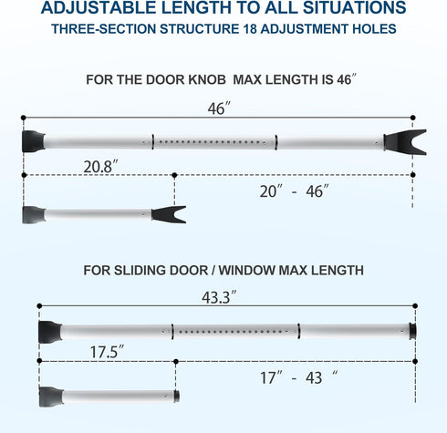 Jammer 1 Pack Rerishom Door Security Bar, Door Stoppers Security bar,Heavy Duty Door Lock Security Door Door Stopper