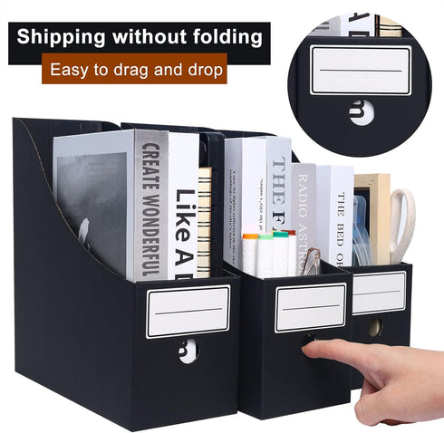 Magazine File Holder (6 Pack) – Cardboard Document Organizer for School, Office, Home Magazine Storage