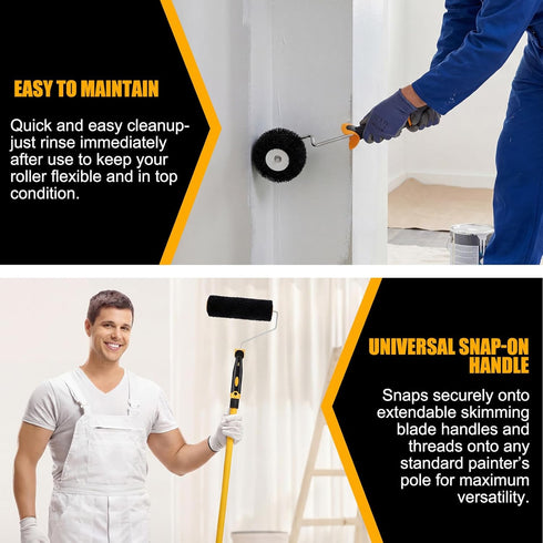 9 Inch 1 1 1 Chumia Drywall Roller Kit with Corner Roller - Standard Frame + Corner Frame, Each with Replacement Cover