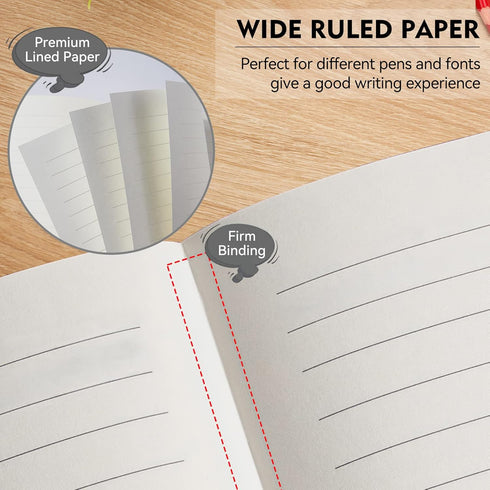 Lined Journal Notebook - 200 Pages A5 Leather Hardcover, College Ruled with Pen Loop for Writing (Grey)