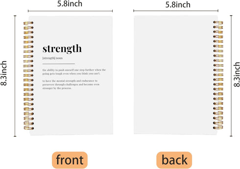 Strength Inspirational Notebook Journal, Motivational Gifts for Women and Men, 5.5"x8.3" Spiral Notebook