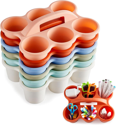 party greeting 6 Pack Classroom Caddy with Handle Plastic Storage Table Caddy