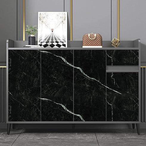 Black Marble Peel and Stick Wallpaper - 17.7in*118in Self Adhesive Contact Paper for Kitchen Bathroom Countertops