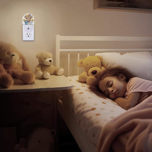 Highland Cow Night Light, Cute Nightlight Plug into Wall with Dusk to Dawn Sensor, LED Lamp Energy Saving Lights