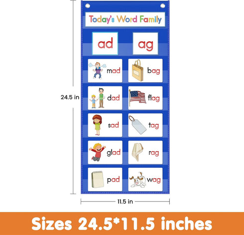 Word Families Pocket Chart, Word Building Center for Kindergarten Preschool Classroom, Phonics Learning Material