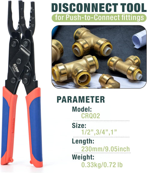 iCrimp Push-to-Connect Clamp Tool, Push-fit Disconnect Tool for Brass-Push Fittings, Multi-size Combination