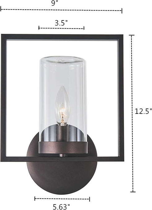 1 13" Transitional Light Rubbed Bronze Outdoor/Indoor Wall Sconce Tall