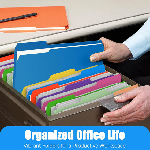 Habgp 9 Pcs File Folders - Manilla Folders 8.5 x 11 Inch, 1/3-Cut Tab Colored File Folders