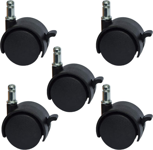 MySit 2" Replacement Office Chair Caster Wheels with Brake, Set of 5