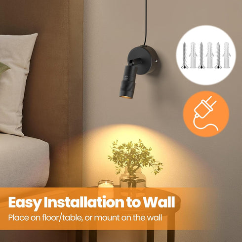5W Dimmable 5.9FT 2 Pack Zoomable LED Spot Lights Indoor Uplighting with Remote & Timer, Up Lights Indoor Plant