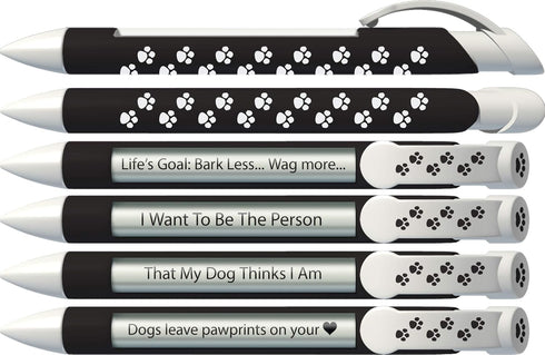 Greeting Pen Paw Prints Pens, 6 Pen Set with Rotating Messages