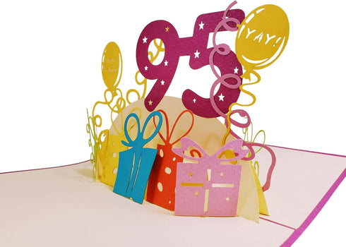 iGifts And Cards Happy 95th Birthday 3D Pop Up Greeting Card - Unique Celebration for Husband, Wife, Friend