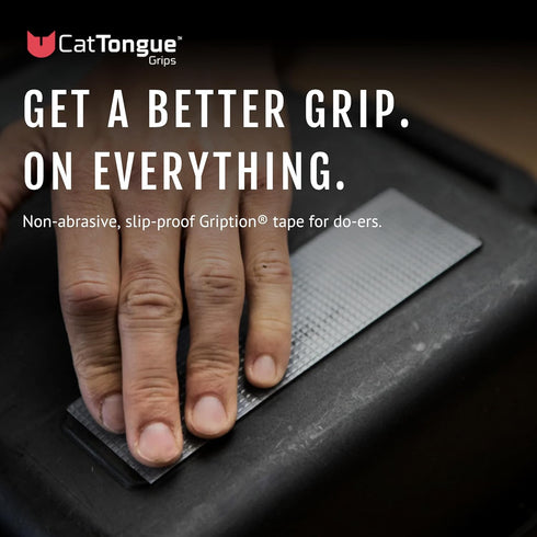 CATTONGUE GRIPS Non-Abrasive Grip Tape Wrap, 2” Thick Heavy-Duty, Waterproof Anti-Slip Tape, Black, 10ft