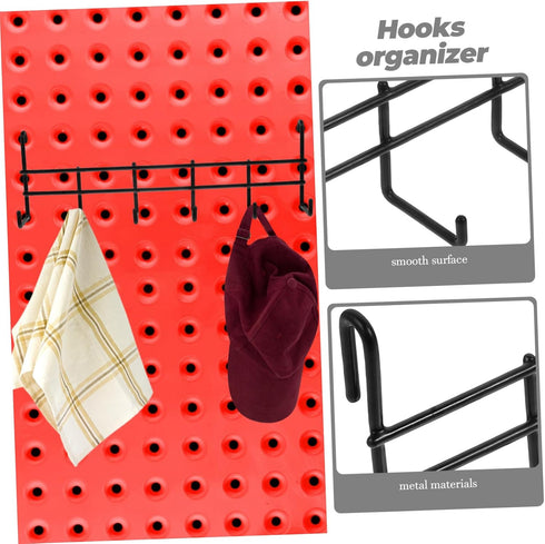 Cabilock Wall Mounted Metal Tool Hooks Organizer Sturdy Garage Storage Rack with Hooks for Garden Tools Workbench Shed