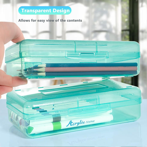 Large Capacity Pencil Box, Plastic Pencil Case for Kids, Girls, Boys, Adults with Snap-Tight Lid