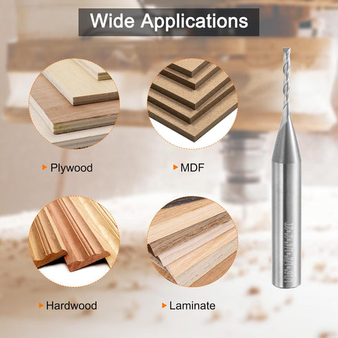 1/16" 2 (1/4" 1/2" 2" 30 HRC49-51) HARFINGTON Spiral Router Bit Cut Dia Flutes Up Cut End Mill Bits Milling Cutter