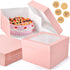 12Pcs Bakery Boxes 12x12x8 Inches Tall with Window - Large Pink Disposable Tier Cake Containers for Pastries, Cookies,
