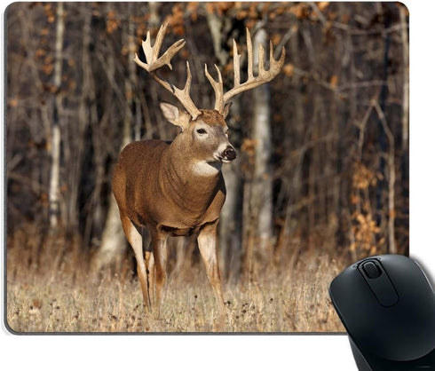 Smooffly Custom Gaming Mouse Pad, Deer Grass Hunting, Non-Slip Rubber Rectangle