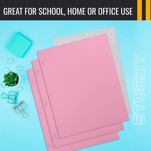 Better Office Products 50-Pack Two Pocket Portfolio Folders, Pink, Letter Size Paper Folders, 50 Pieces