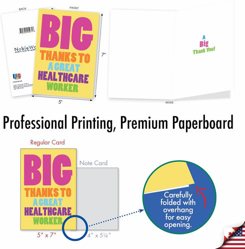 NobleWorks Thank You Card for Healthcare Workers, Gratitude for Hospitals, Doctors, Nurses - C3722TYG