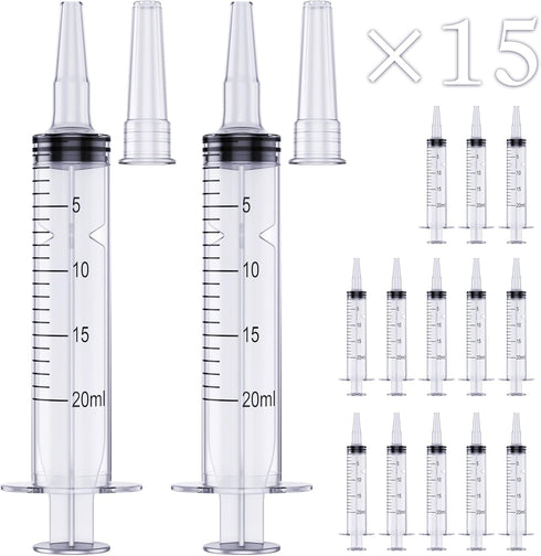 20ml Syringe for Liquid | Plastic Syringes | Syringe with Cap & Catheter Tip - Individual Sealed (No Needle)