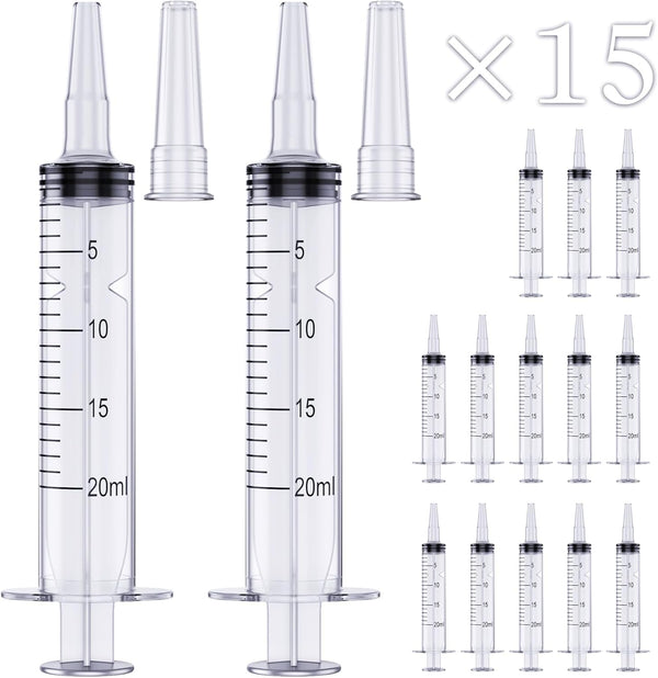 20ml Syringe for Liquid | Plastic Syringes | Syringe with Cap & Catheter Tip - Individual Sealed (No Needle)
