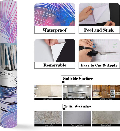 17.7" 6.8ft Closet LACHEERY Removable Wallpaper Stick and Peel Purple Blue Contact Paper x Wall Paper Roll Peel