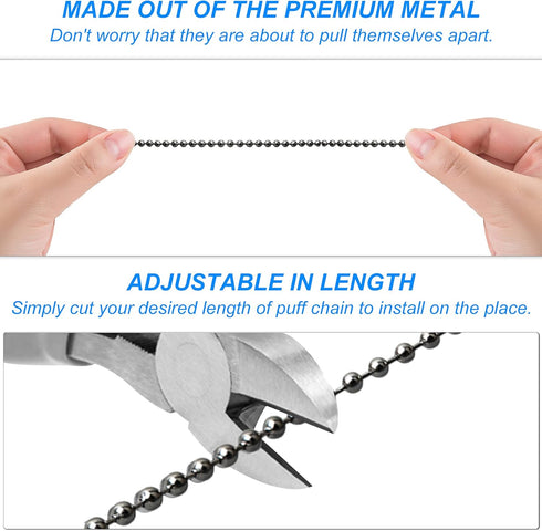 YeeBeny 192 Inch Fan Pull Chain Extension, 25 PCS Connectors, Stainless Steel Bead Chain (Dark Gray)