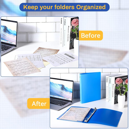 CHENGU 12 Pieces 1 Inch Plastic Binder with Pocket - Blue Color, Holds 200 Sheets