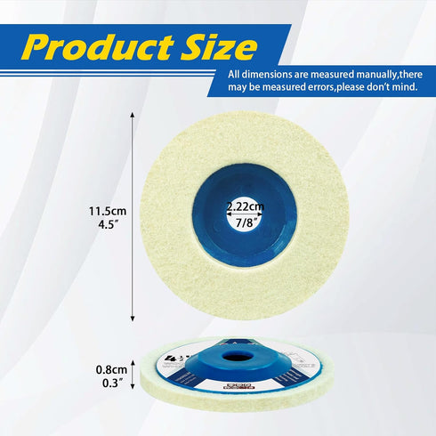SALI 10 Pcs 4-1/2 Inch Wool Felt Polishing Wheel Disc Wool Polishing Wheel Disc for 4.5" Angle Grinder Felt Grinder Polishing Wheel for Metal, Marble Stone, Furniture, Car