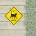 PKAC-0153-NA "Cat Crossing" Aluminum Sign, 10" x 10", Black Text on Yellow Background
