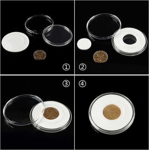 Ettonsun 30 Pieces 45mm Coin Capsules, Coin Holders for Collectors, Plastic Storage Container for Coin Collection
