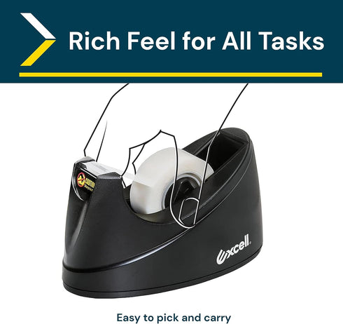 Excell OFFICEPLUS Desk Tape Dispenser, Non-Skid Base, 3/4" Wide, 1" Core, 3 Pack