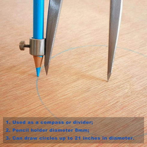 ZLKSKER Wing Compass with Pencil Holder, 6/8/10 inch Leather Working Divider, Caliper & Scribe Tool for Drafting