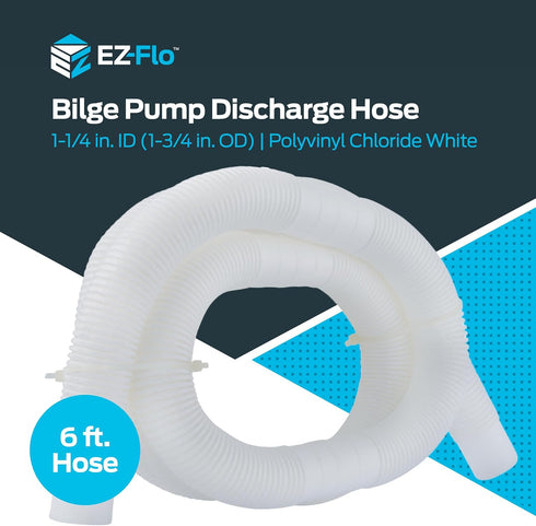 EZ-Flo PVC Bilge Pump Discharge Hose, 1-1/4 Inch ID x 6 Feet, White, 98587