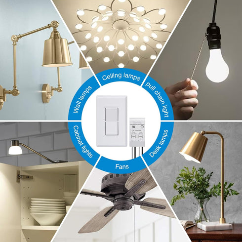 300ft (2 1 Wireless Light Switch and Receiver Kit, Ortis RF Range Wireless Wall Switches for Lights, Fans, Battery