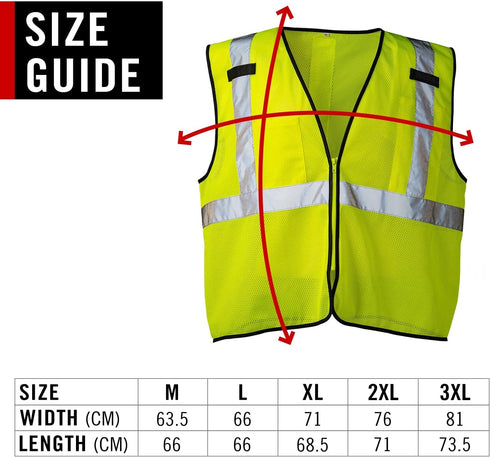 Coast SV300 Rechargeable High Visibility Safety Vest, Dual Mode, Zip Front, 2 Pockets, ANSI/ISEA Standards, Yellow XL