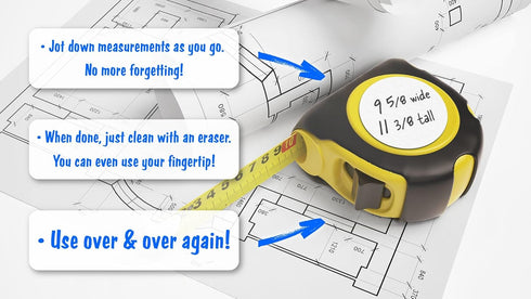 CYCLOPS Erasable Scratch Pads for Tape Measure - 5 Pads for Measurements & Notes in Woodworking