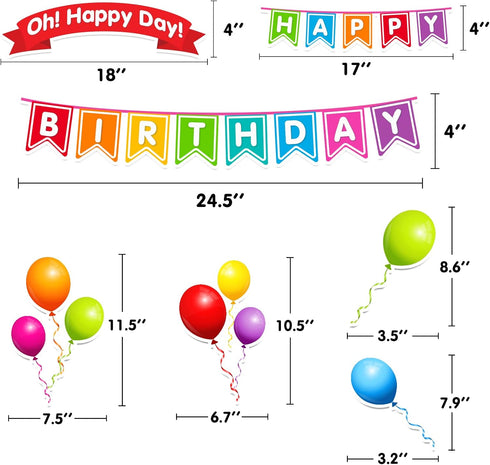 EAMAY Happy Birthday Bulletin Board Sets, Preschool & Kindergarten Classroom Decorations, Back to School Classroom Supplies, Cardstock Colorful Cutouts (Rainbow) by EAMAY