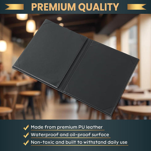 6 Pack 4 8.5" 11" View Menu Holder Menu Covers x | Restaurant Menu Covers Diploma Cover Black Leather Menu Sleeves Book