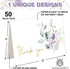 50 Pack 4 6 Inch JarThenaAMCS Greenery Floral Thank You Cards Boxed Purple Flower Greeting Cards with Envelope Sticker