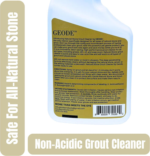 (32 oz) GEODE Natural Stone Grout Cleaner & Brush for tile floors - non-damaging, safe for Marble, Limestone