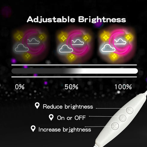 Bklphsey Dimmeable Light14in*13in Moon Cloud Star Neon Sign Pink Led Neon signs for Wall Decor Moon Cloud Star LED Neon