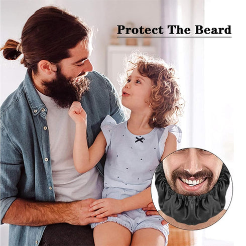 Sluswallow Black Beard Bonnet Beard Bandana for Men Facial Hair Beard Bib Adjustable Beard Guard Cover Mens Bedtime