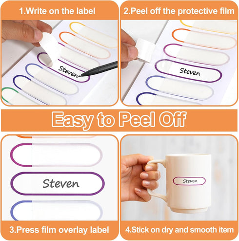 Jactales Washable,136 Waterproof Name Labels for Kids Child - Self-Laminating,Dishwasher Safe Name Stickers