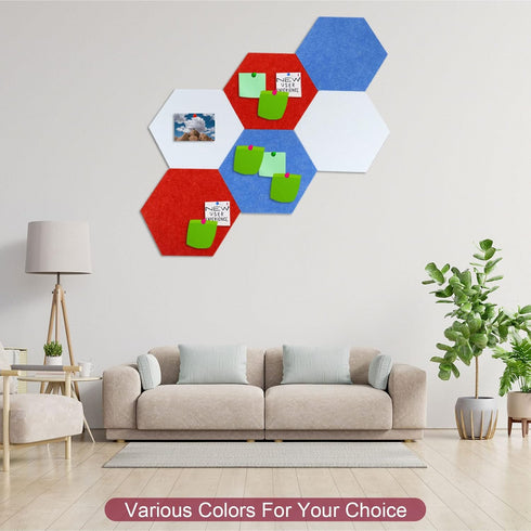 PATIKIL Hexagon Felt Board Tiles, 2 Pack Large Self Adhesive Wall Bulletin Pin Board for Home Office Classroom