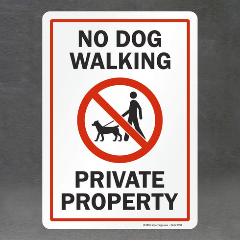 SmartSign "No Dog Walking - Private Property" Label | 10" x 14" Laminated Vinyl