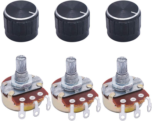 TWTADE 3pcs 50K ohm Potentiometer, Single Turn Rotary Linear Variable Potentiometer with 3pcs Knobs