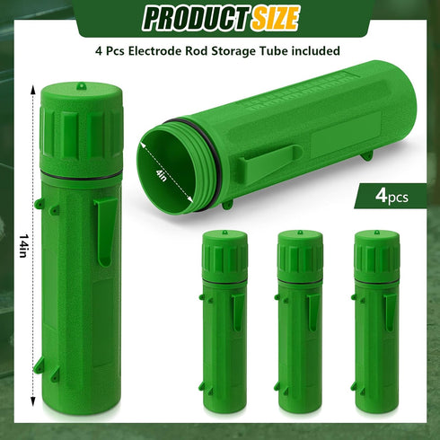 Zonon 4 Pcs Electrode Rod Storage Tube: 14 Inch Waterproof Welding Rod Holder for Canister