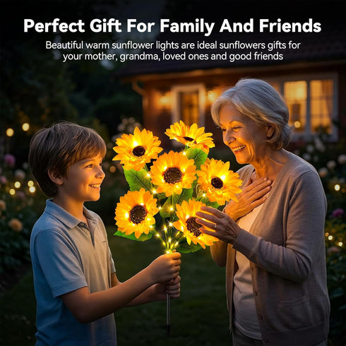3 Pack 18 Solar Lights Outdoor Garden Decor, with Upgraded Bright Solar Sunflower Lights, Waterproof Solar Flower